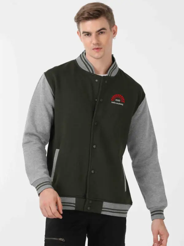 IIMB Varsity Jacket-Navy Blue-Olive Green