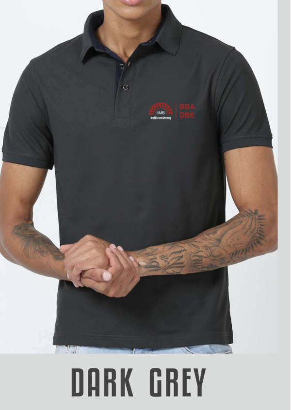 Stellers Dark Grey Premium Polo T-Shirt | Quick Dry | Stretchable | UV Protected | Wrinkle & Odour-Free-IIMB-BBA-DBE