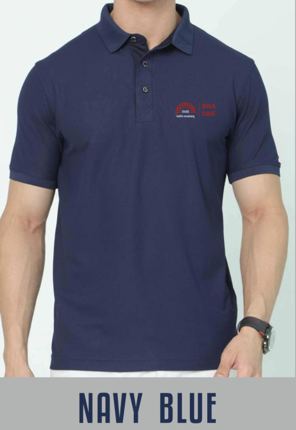 Navy Blue Premium Polo T-Shirt | Quick Dry | Stretchable | UV Protected | Wrinkle & Odour-Free-IIMB-BBA-DBE