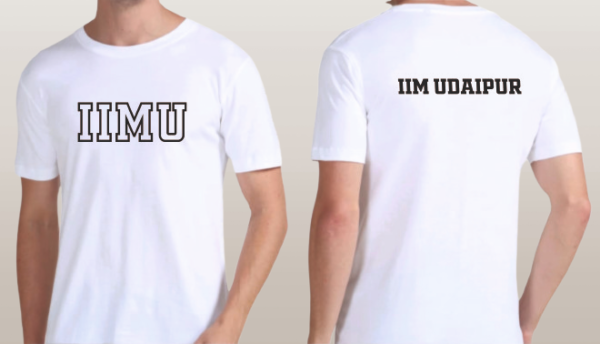 White IIM Udaipur Round Neck Cotton T-shirt
